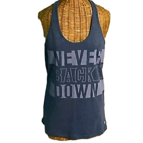 Underarmour Heat Gear Never Back Down Gray Racerback Tank Top - Picture 1 of 7